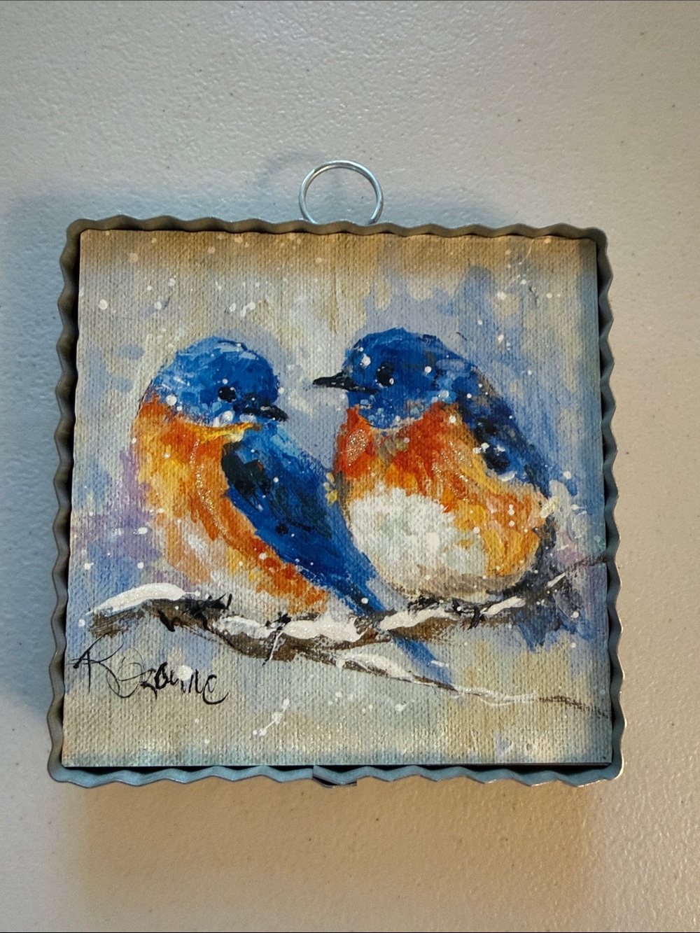 Round Top Collection Rosie's Winter Blue Birds Sign Winter Snow C21089